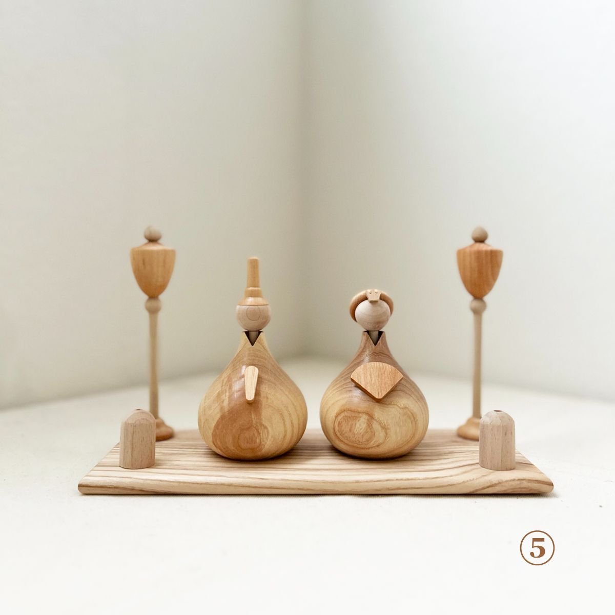 新春特別価格／木製 雛人形セット(ナチュラル) オリジナル花挿し＆桐箱