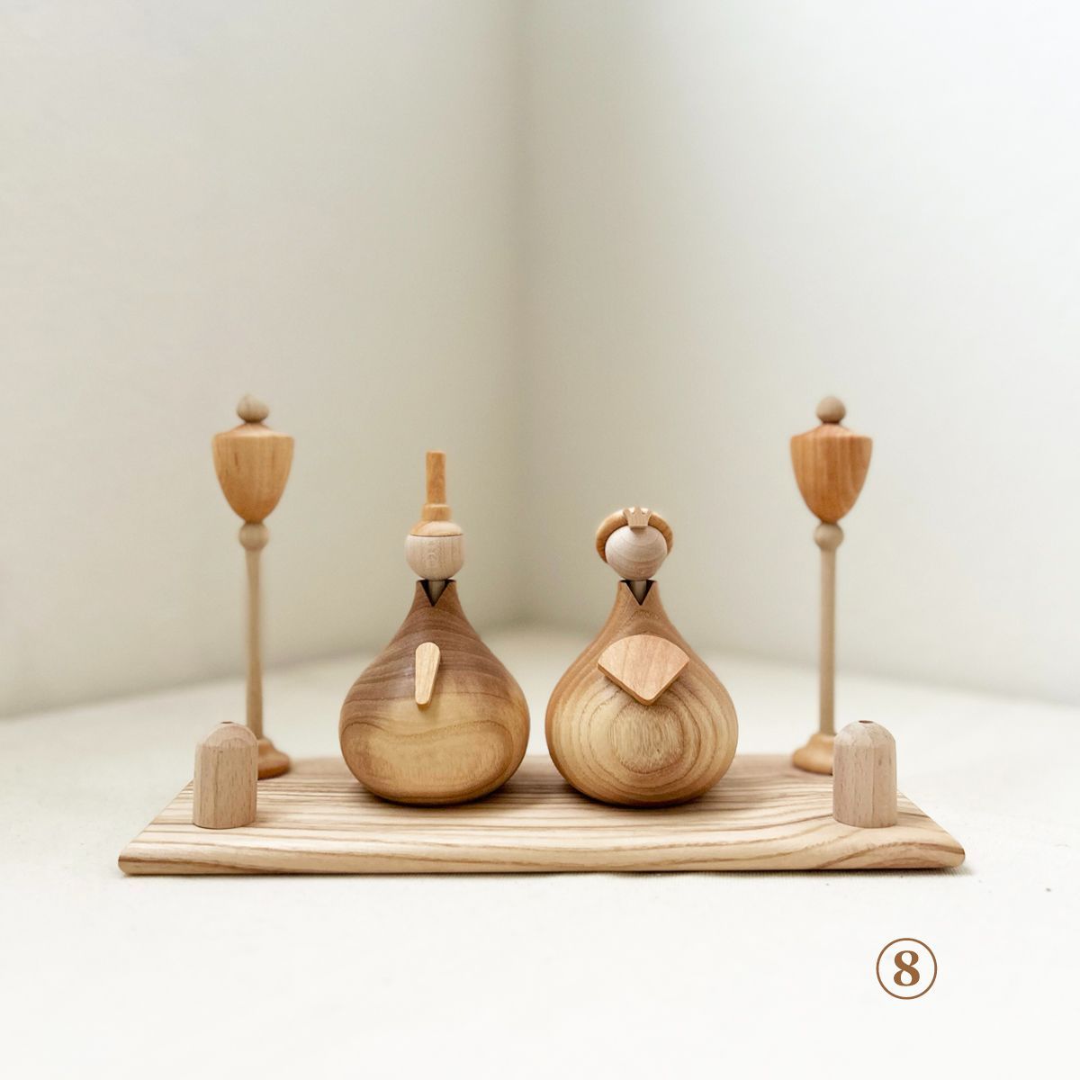 新春特別価格／木製 雛人形セット(ナチュラル) オリジナル花挿し＆桐箱