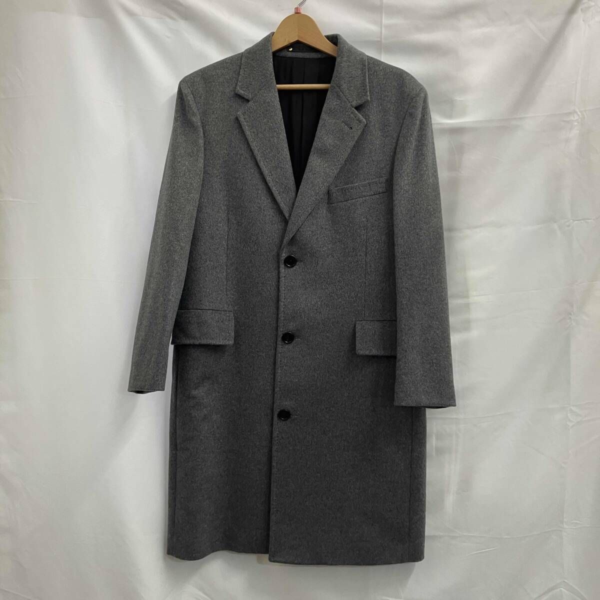 ポールスミスPaul Smithグレーチェスターコート Mウールカシミヤ素材 ポールスミス カシミヤ チェスターコート グレー M
