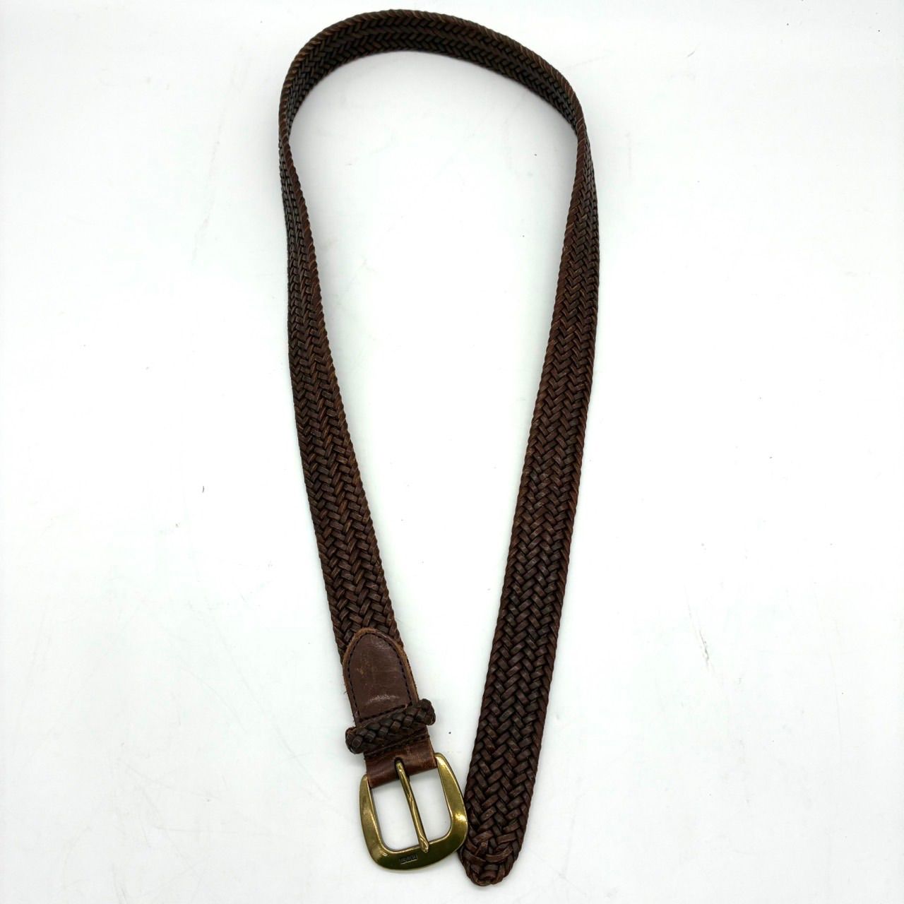 ポロラルフローレン メッシュベルト 38/95 茶 本革 編み込み - メルカリ