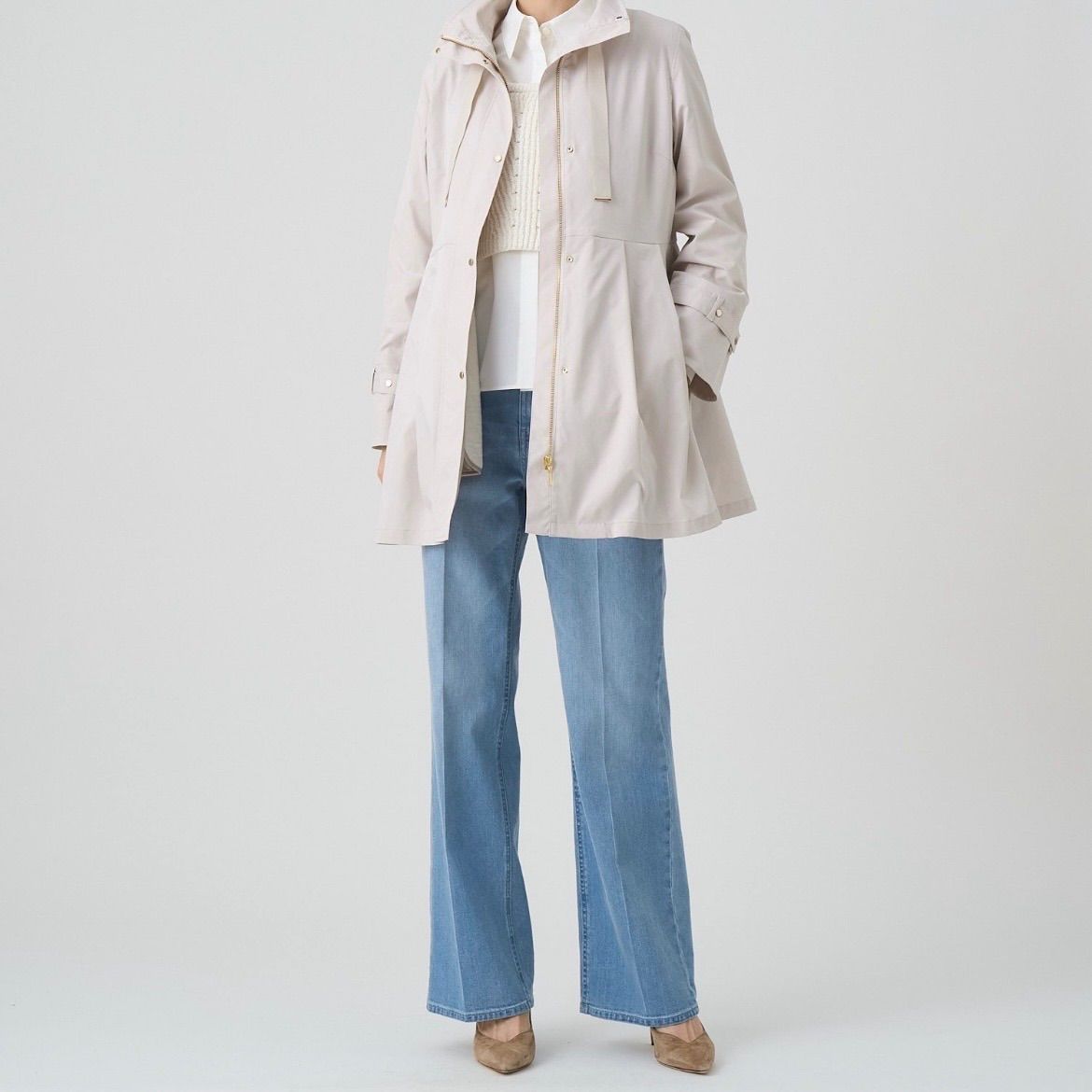 ANAYI アナイ ストレッチデニムストレートパンツ カイハラデニム コンパクトコットン 日本製 一貫生産 毛羽立ちにくい スラブ感 な表面 KUROKIデニム 高品質 細身 センタープレス 脚長効果 ジャストウエスト 美脚 管理番号 141-8910