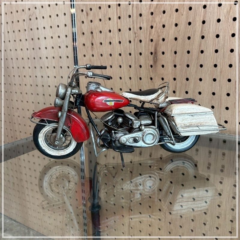 ブリキ レトロバイク 全長約30cm アメリカン レッド×ホワイト