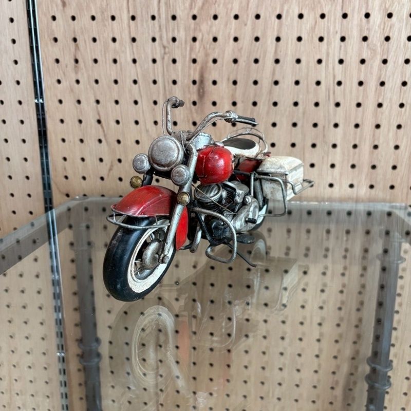 ブリキ レトロバイク 全長約30cm アメリカン レッド×ホワイト