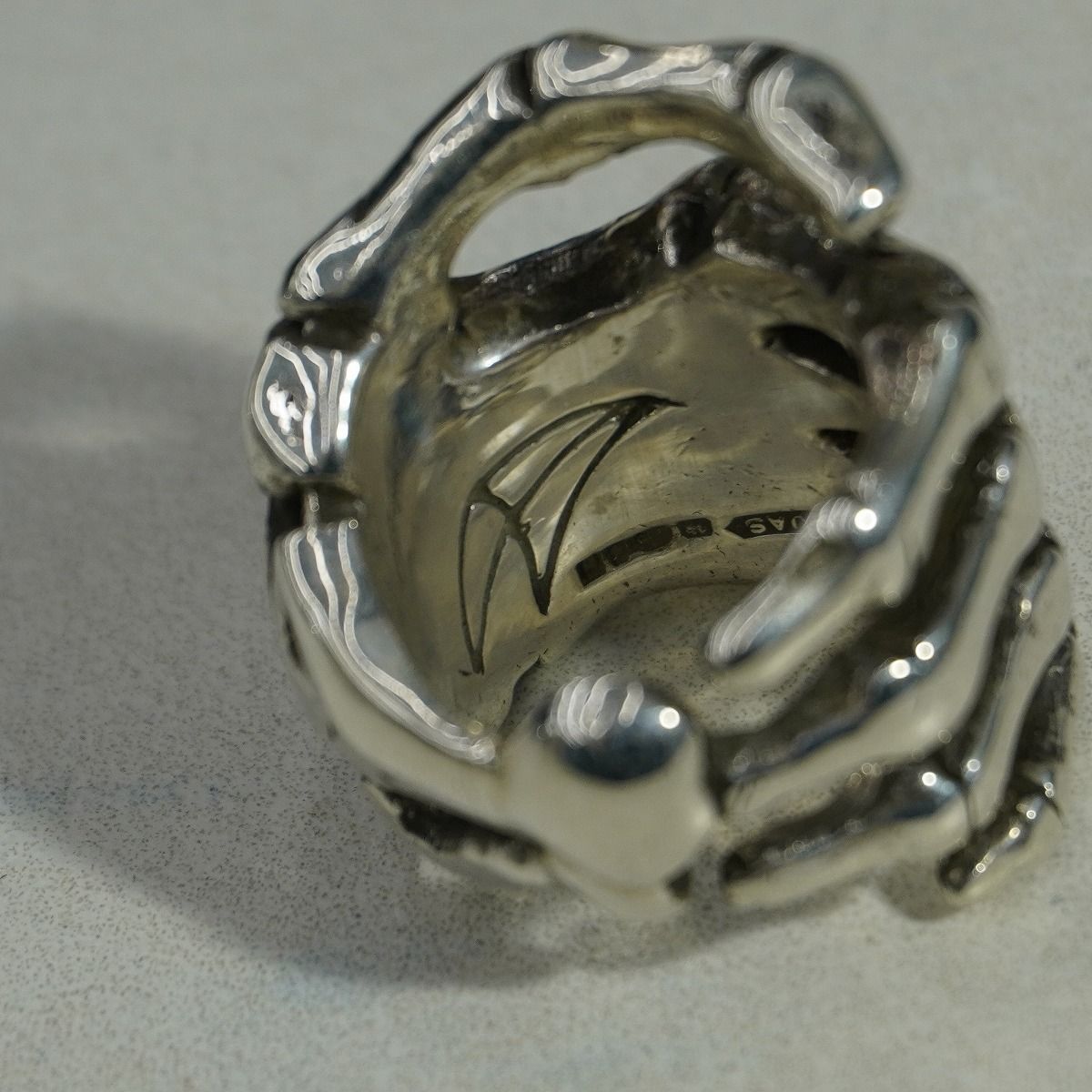 正規 美品 名作 CRAZY PIG クレイジーピッグ BONE HAND RING スカル 