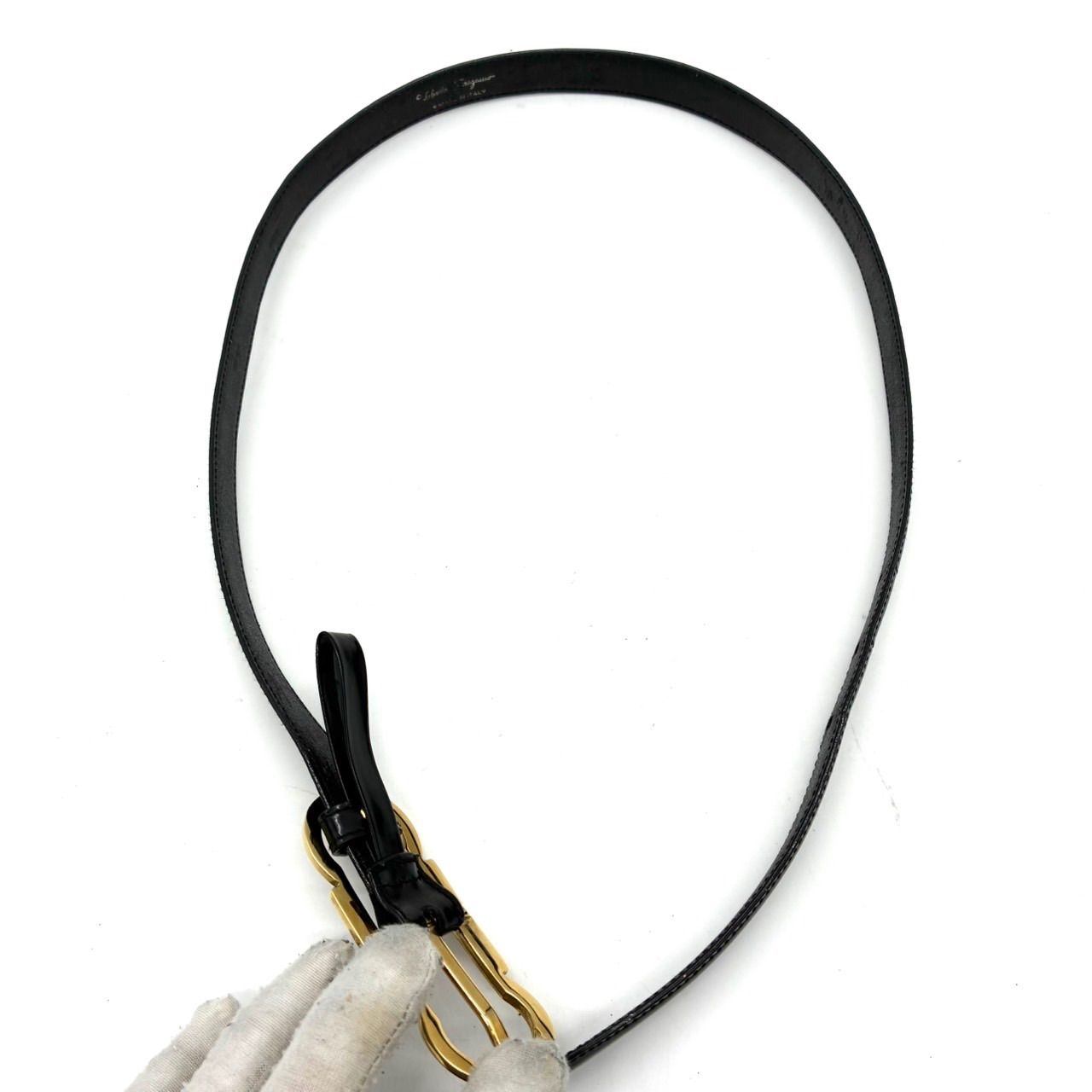 サルヴァトーレフェラガモ ベルト ガンチーニ ゴールド金具 黒 革