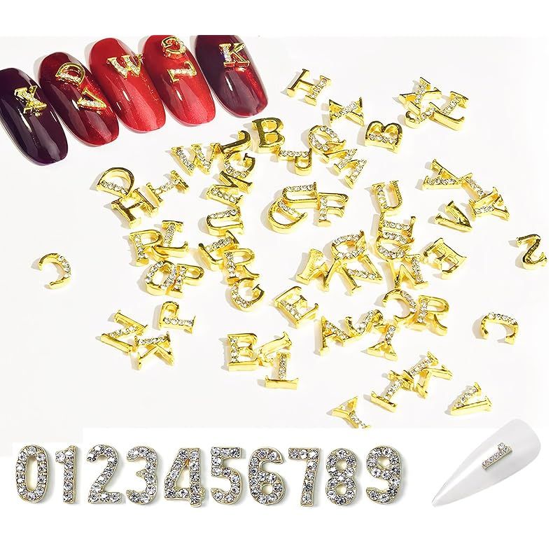 アルファベット 数字 ネイルパーツ Chisafly 【36点セット】アルファベット A-Z 数字 0-9 ネイル