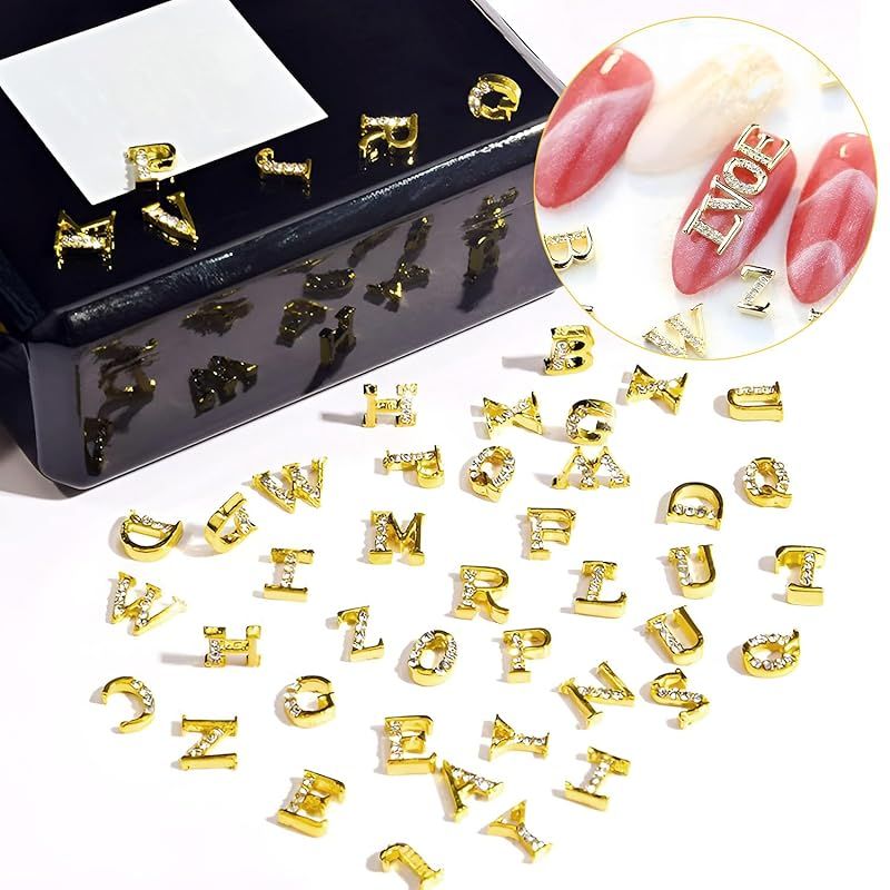 アルファベット 数字 ネイルパーツ Chisafly 【36点セット】アルファベット A-Z 数字 0-9 ネイル