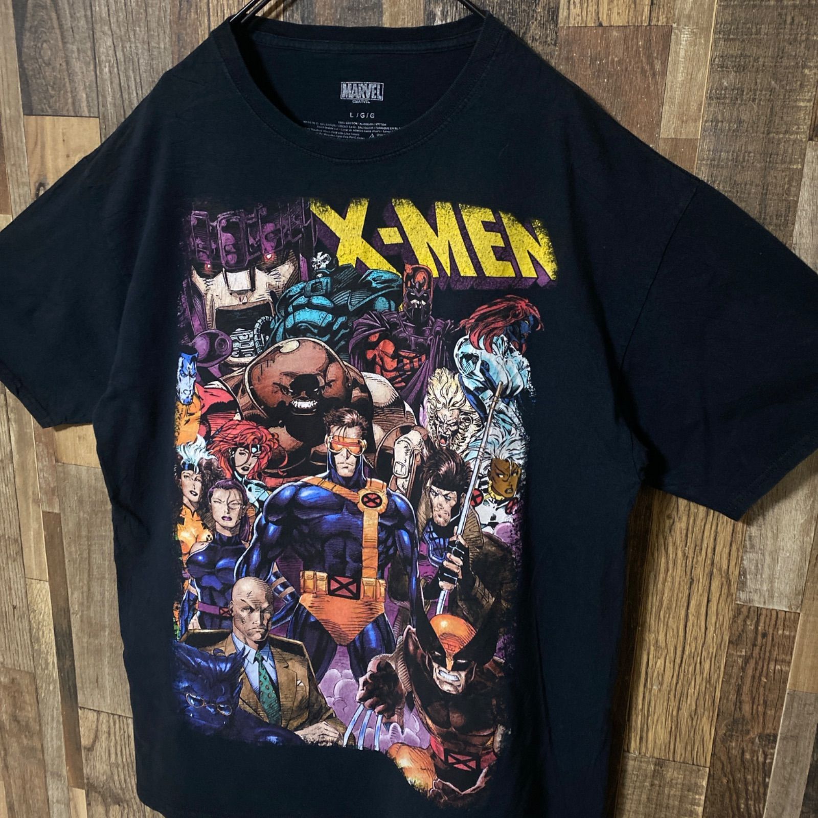 【USA製 】X-MEN ビッグプリントTシャツ MARVEL アメコミ 黒　L L マーベル アメコミ X-MEN キャラT キャラクター ビッグプリント