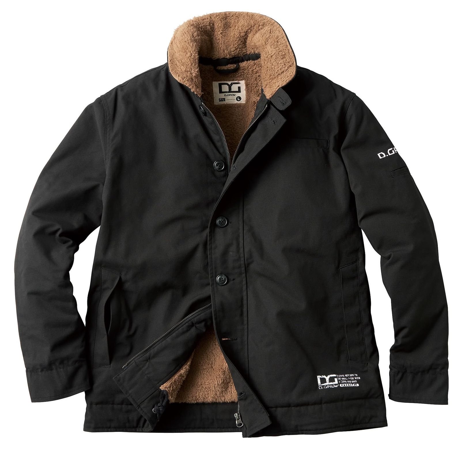 武蔵野ユニフォーム D GROW 防寒服 防寒着 コート ジャケット 裏地ボア 秋冬 綿100％ あったかい 014 DG 503 グ 49 ブラック L