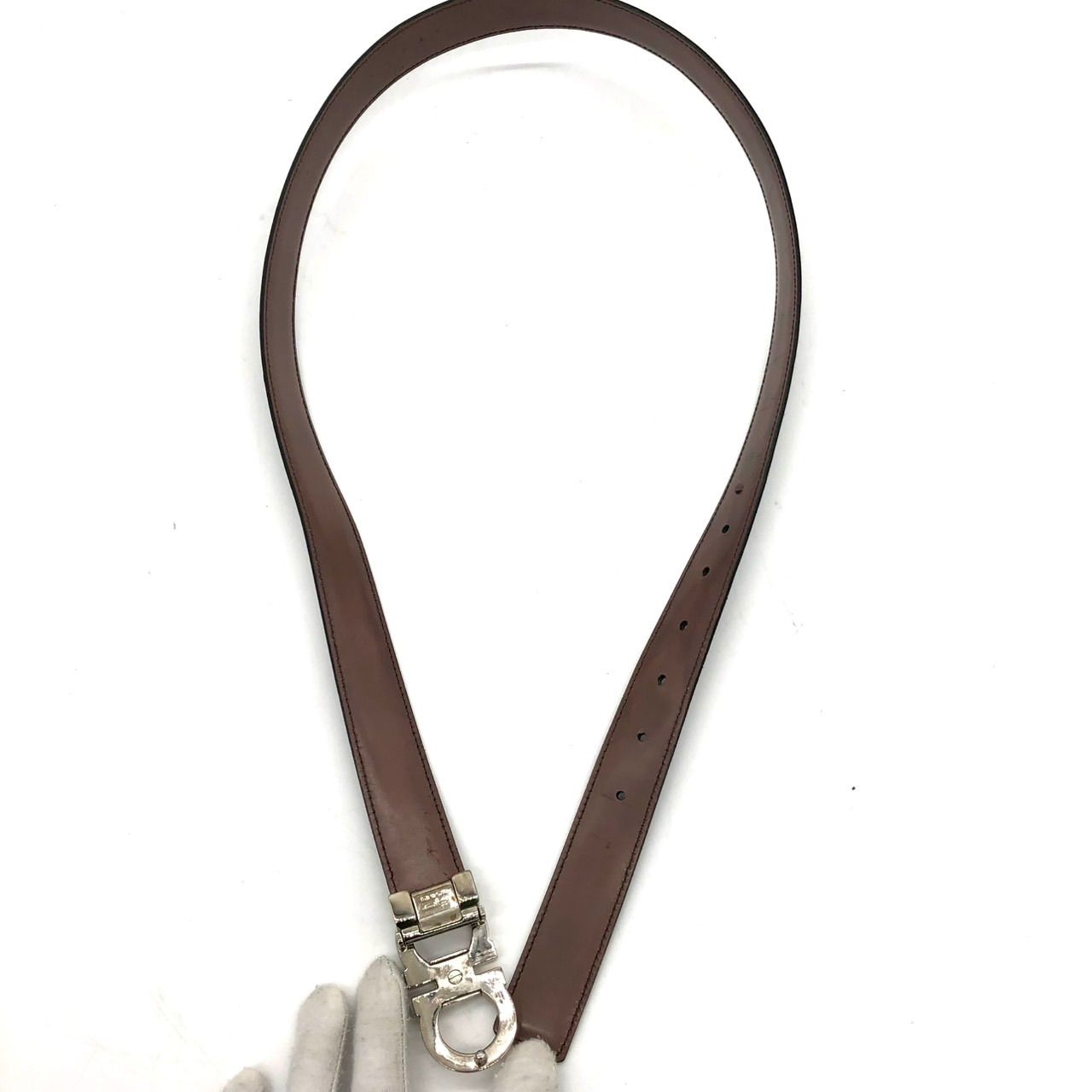 サルヴァトーレフェラガモ ベルト ガンチーニ リバーシブル 黒 茶