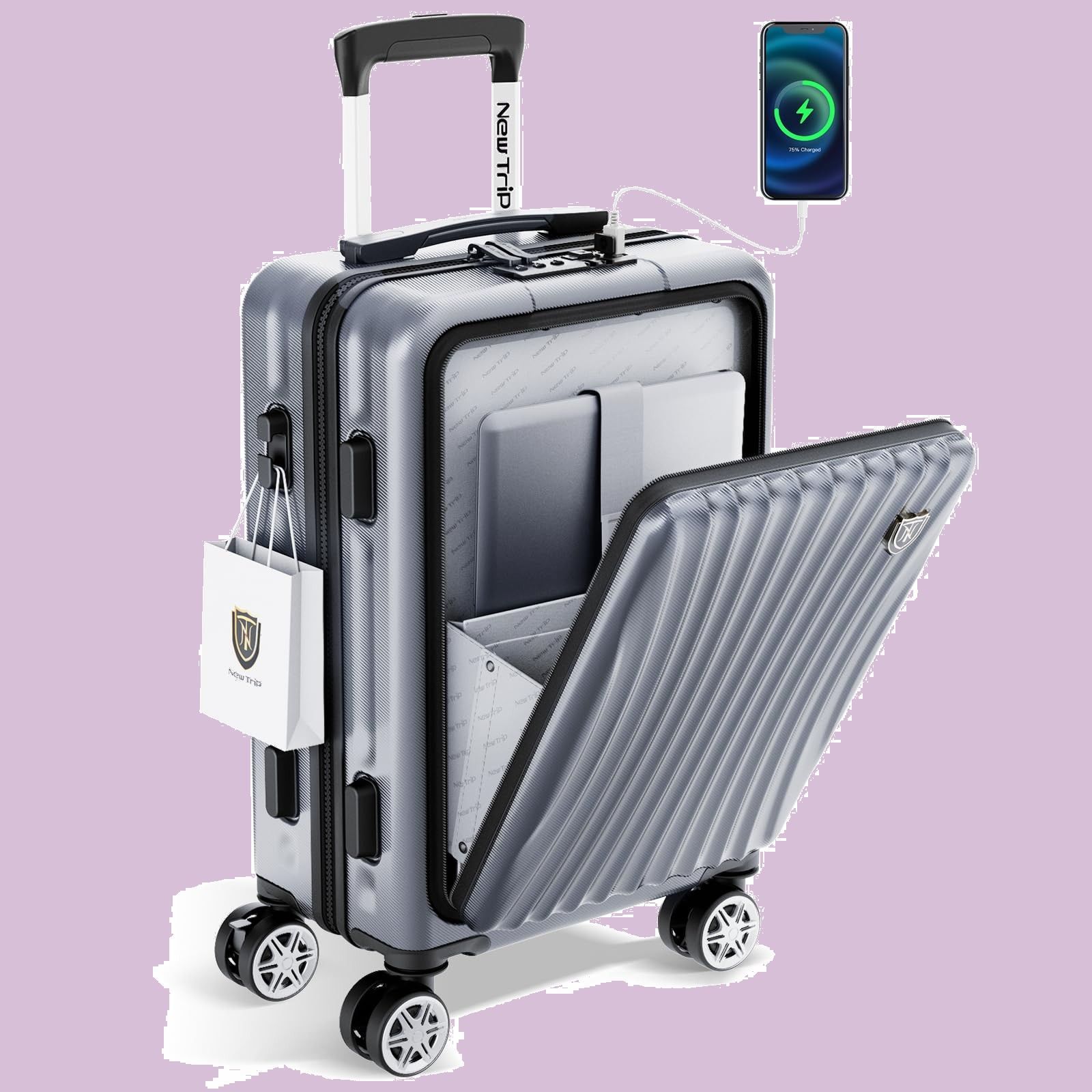 TSAロック 静音 YKKファスナー ストッパー付き ダブルキャスター USB