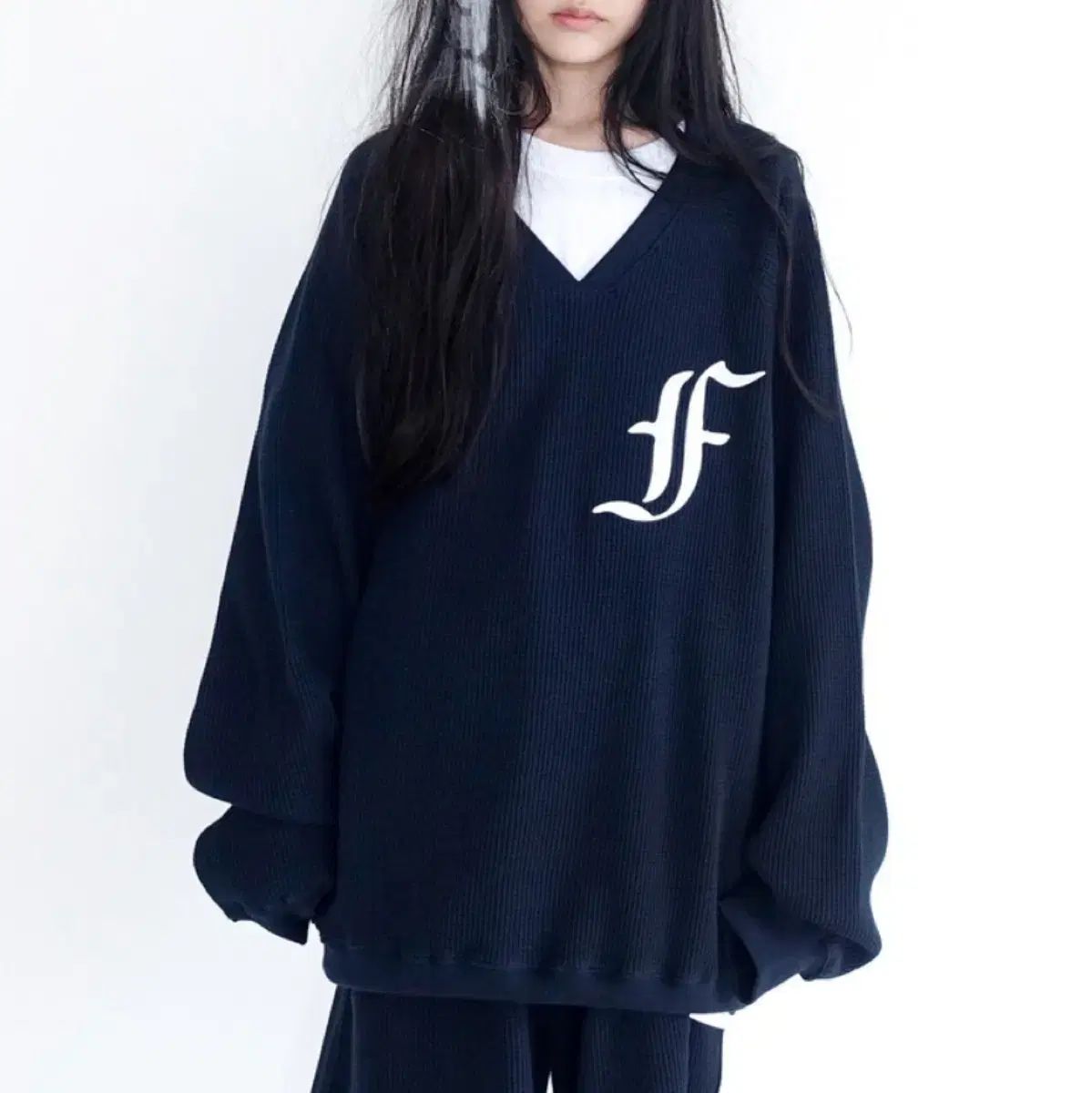 shop faerie ワッフル オーバーサイズ スウェット ネイビー - メルカリ