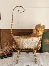 フランス アンティーク アイアン 装飾付き 人形用 ベッド ゆりかご 1900年