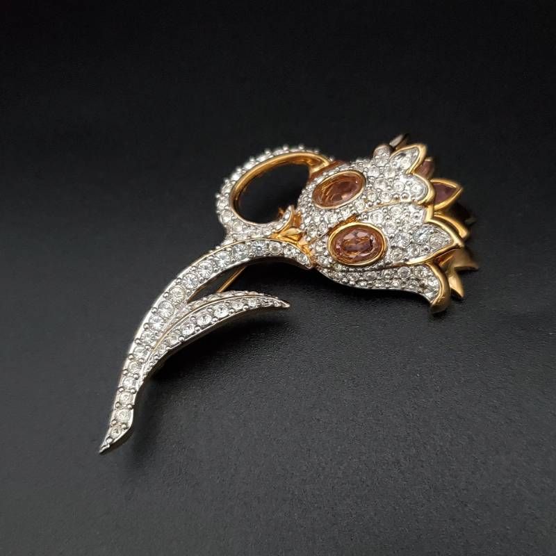 美品 SWAROVSKI スワロフスキー ブローチ クリスタル チューリップ 花