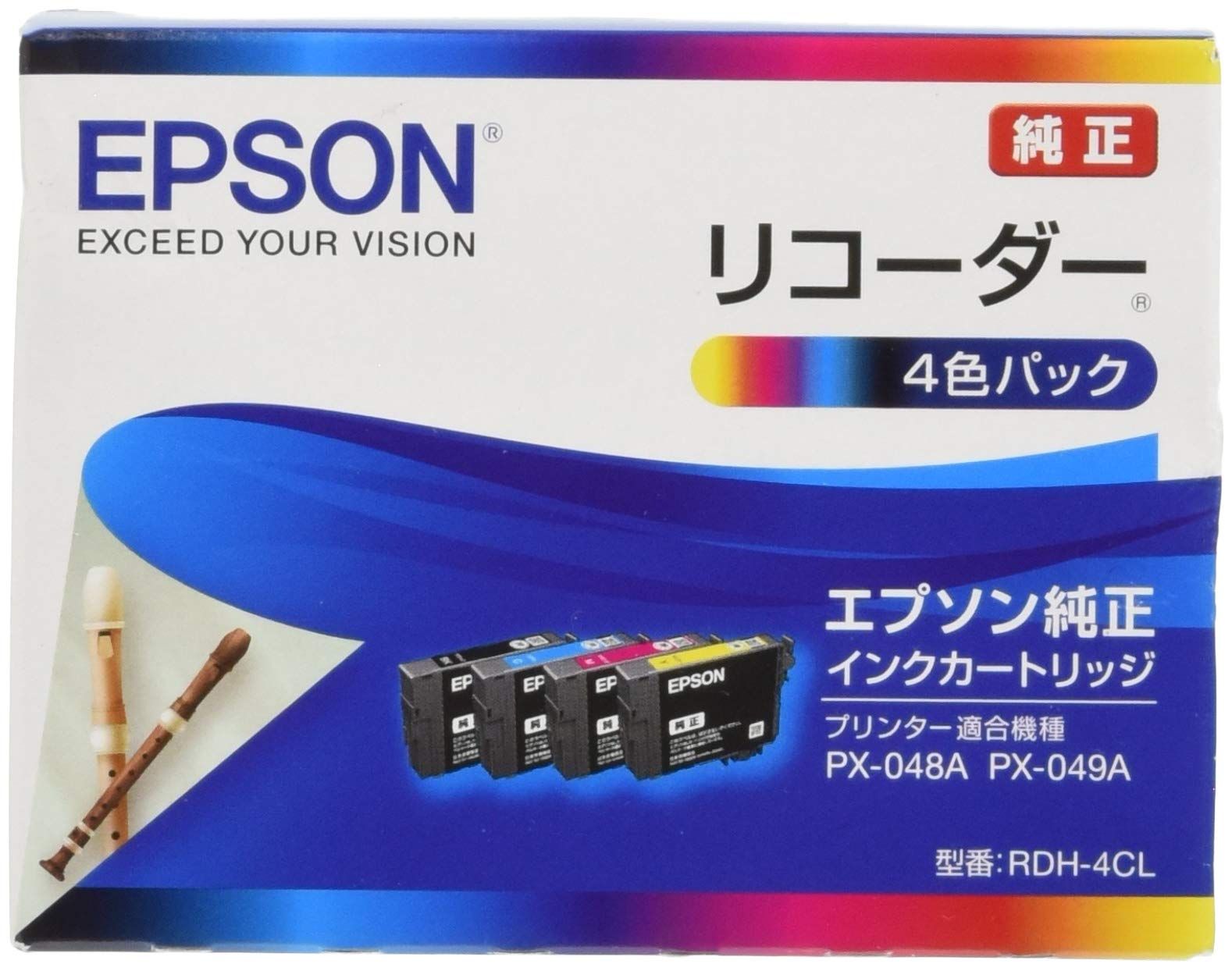 【6箱セット】エプソン 純正インクカートリッジ リコーダー RDH-4CL 4色 エプソン (EPSON) RDH-4CL(リコーダー) 純正インクカートリッジ 4色