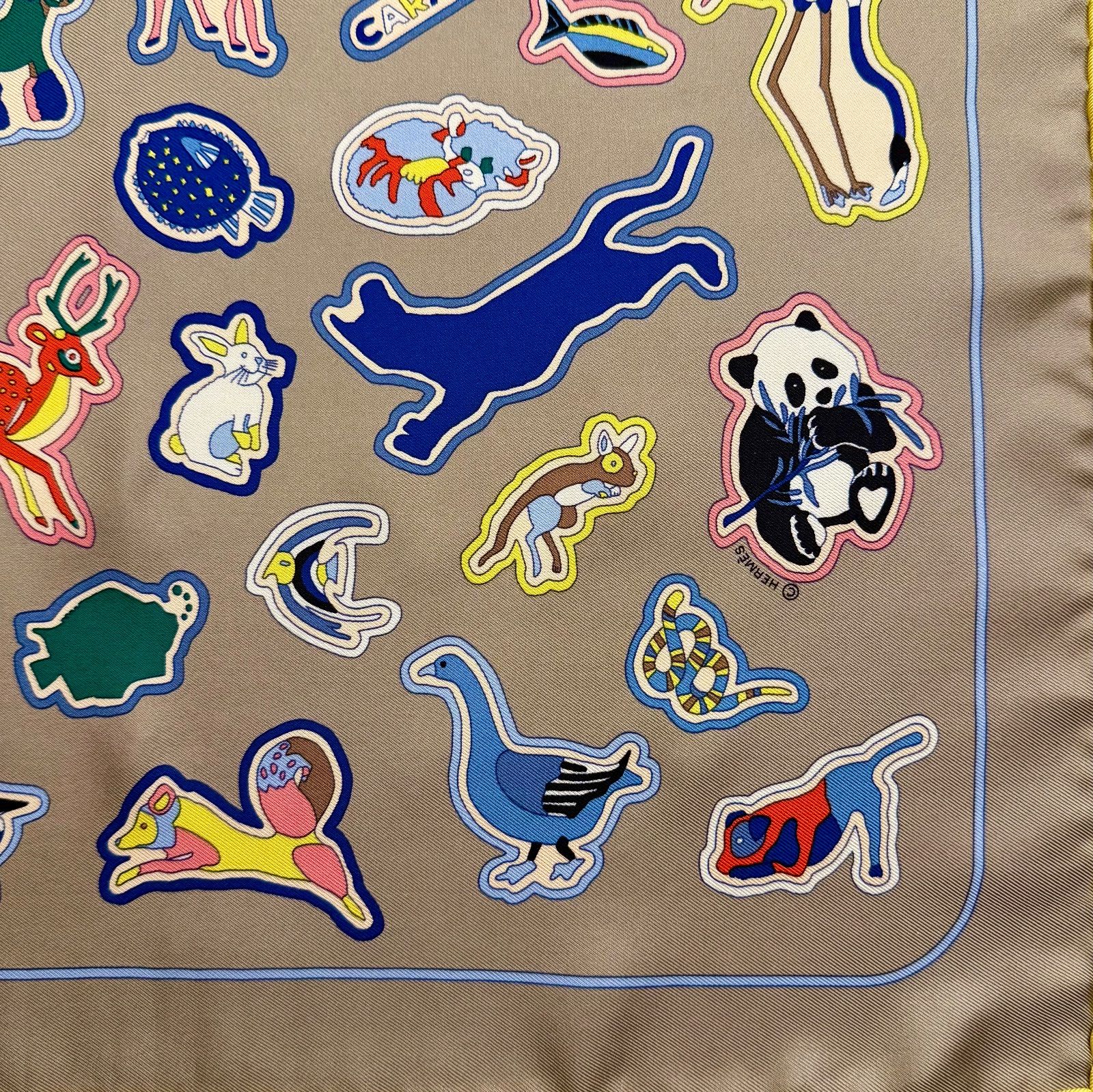  エルメス シルクスカーフ ガヴロッシュ キャラクテリスティック ステッカー バンダナ スカーフ 小物