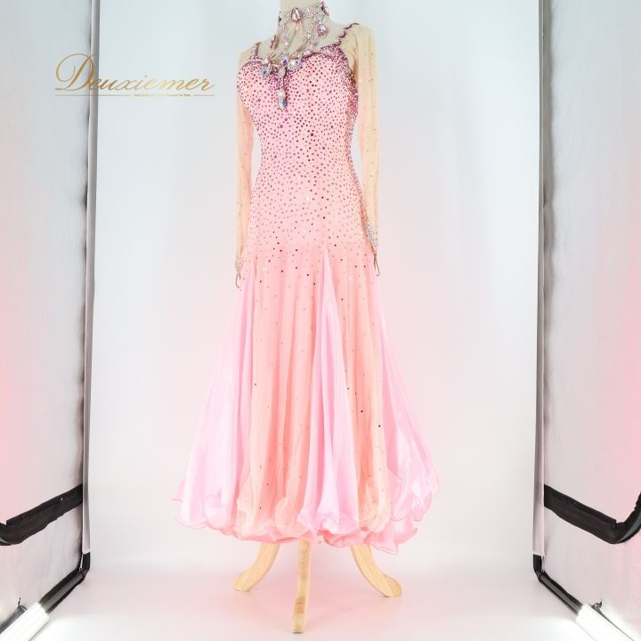 B1640【凛舞チャコット】M/英国製/ピンク/スワロ/スタンダードドレス☆社交 Chacott 凛舞 ] 社交ダンスドレス Chacott 凛舞 ] 社交ダンスドレス