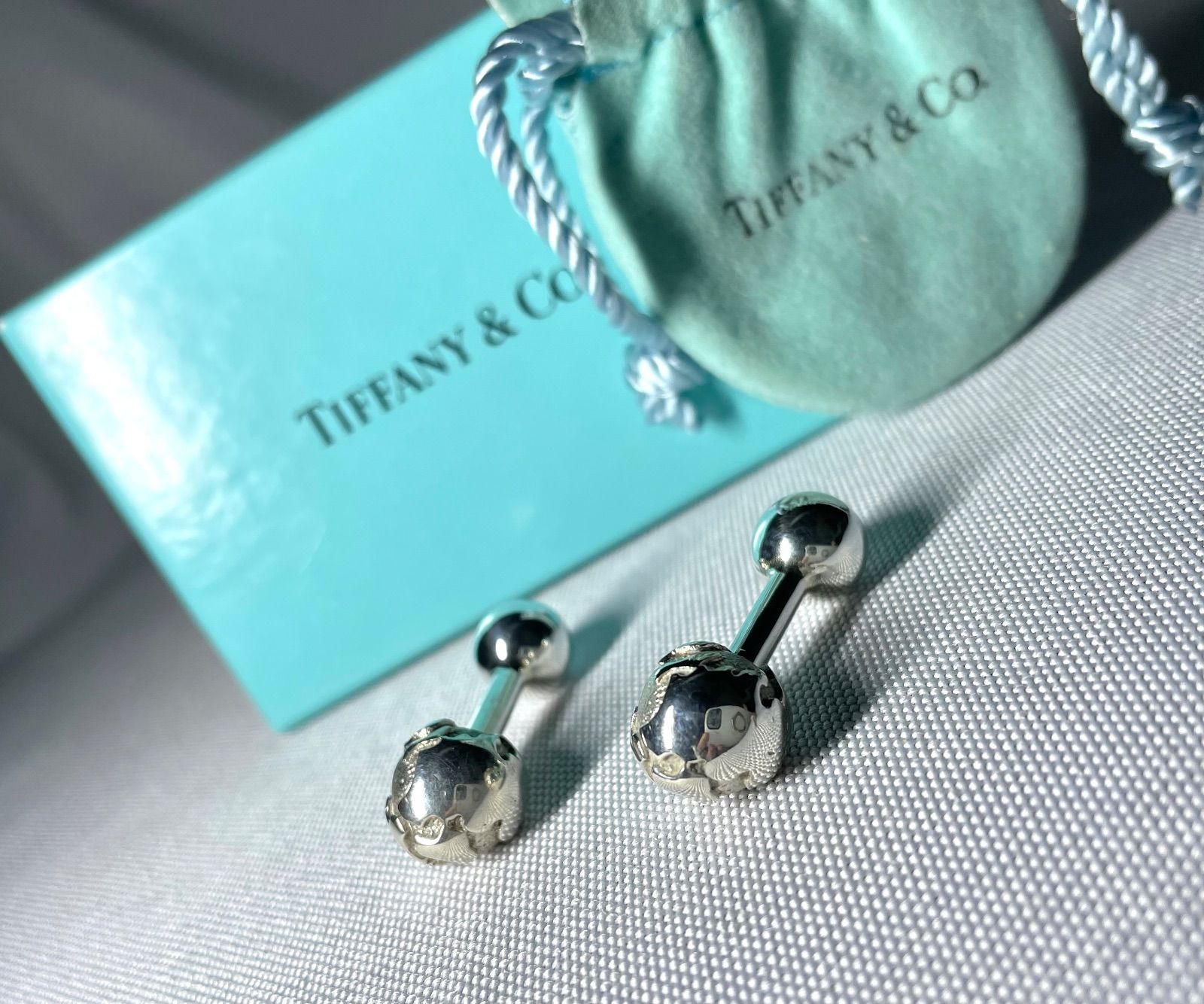 2362-2　保存箱付き✨Tiffany カフス　地球儀　シルバー925 2362-2 保存箱付き✨Tiffany カフス 地球儀 シルバー925