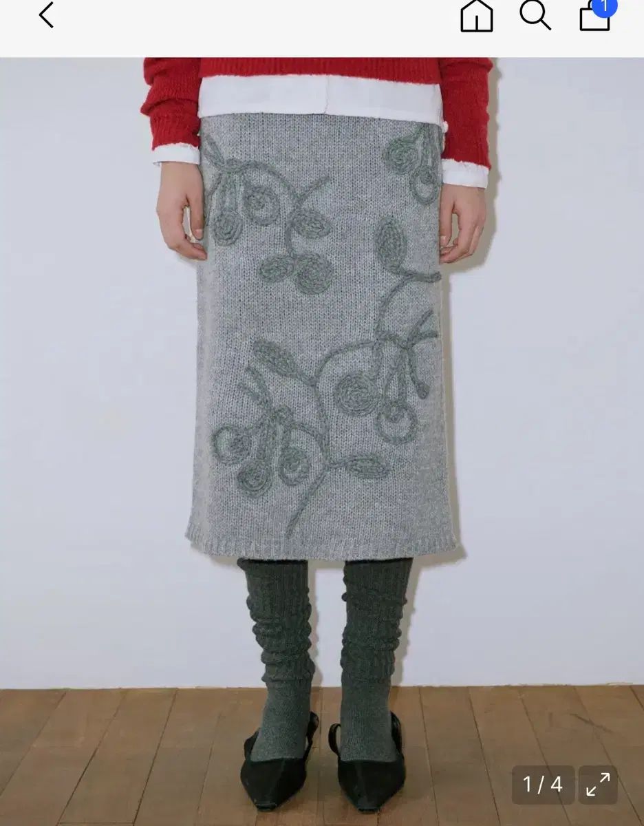 シヌーン Berry knit skirt ニットスカート メランジ グレー