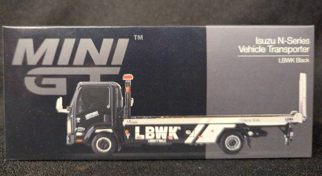 TSM 1/64MINI GT Isuzu Nシリーズ(ELF) 車両積載車 LBWK ブラック(右