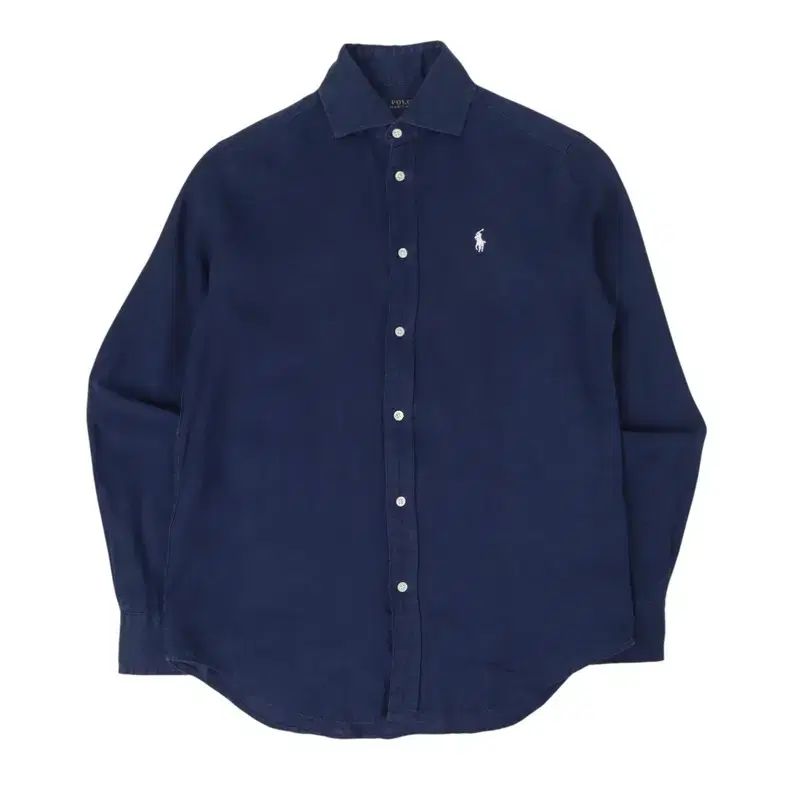 ポロ ラルフローレン ネイビー リネン リラックスドフィット シャツ