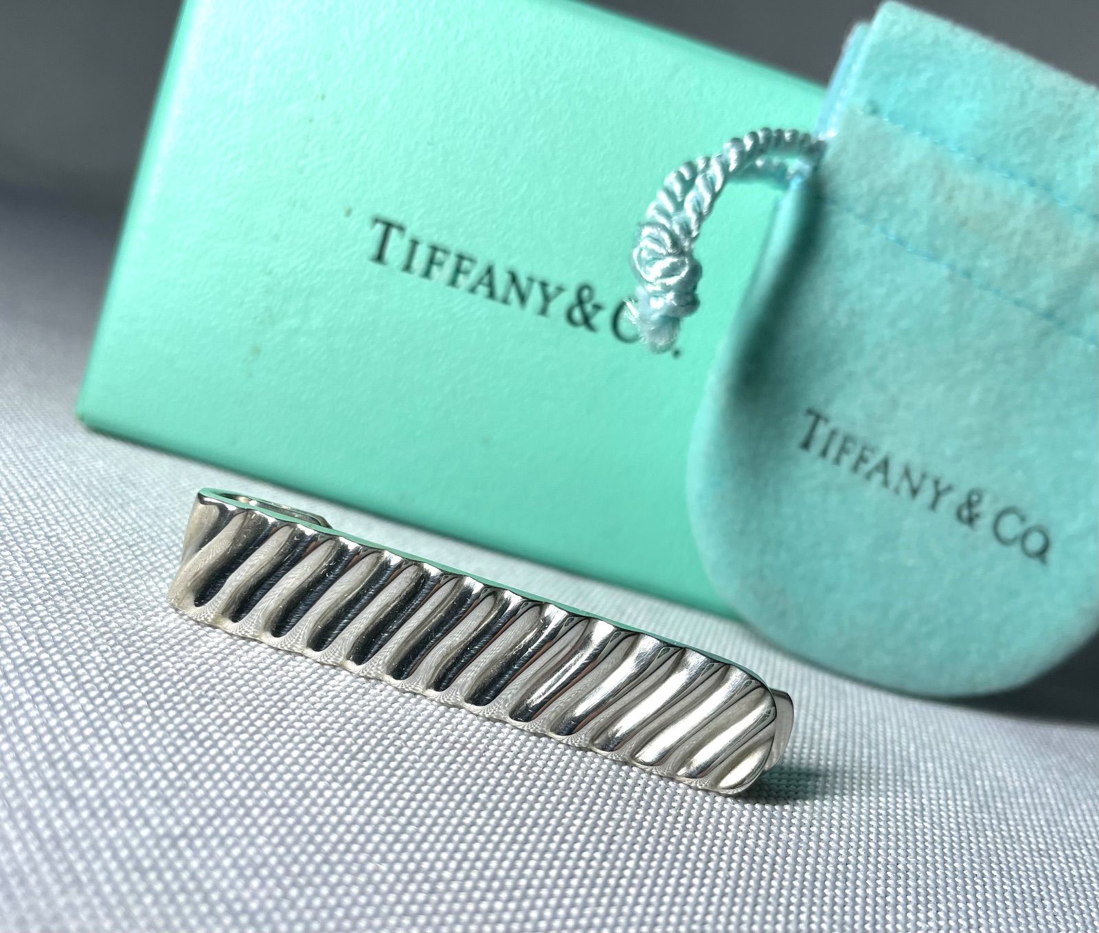 美品 TIFFANY ティファニー シグネチャー ネクタイピン シルバー Tiffany & Co. ティファニー シルバー シグネチャー ネクタイピン