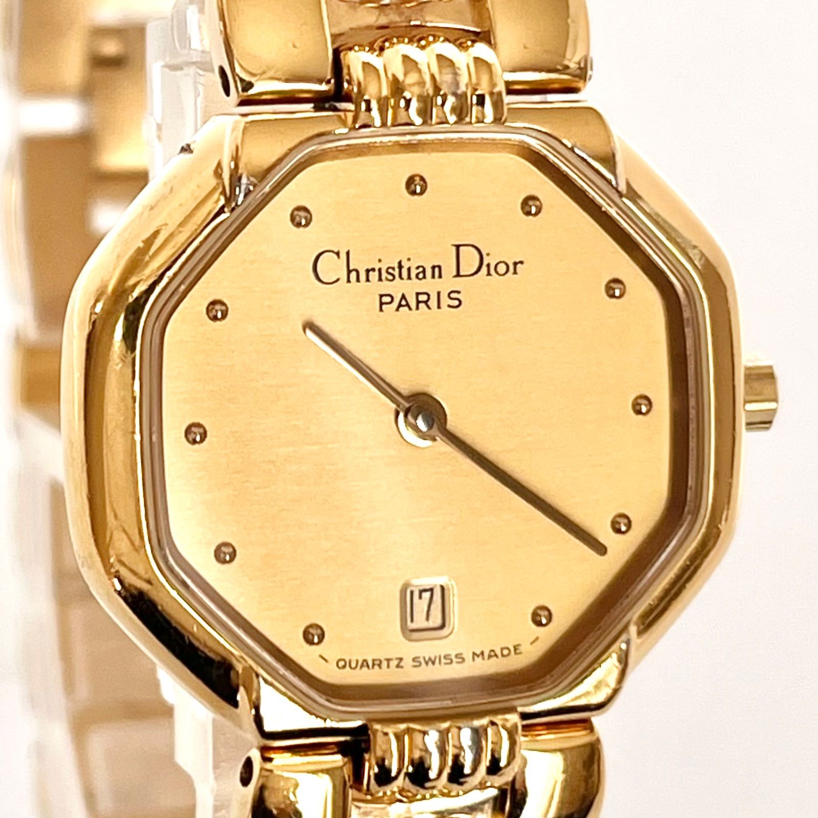 【稼動/新品電池】希少 ディオール マリス ゴールド文字盤 ブレスレット 腕時計 クリスチャンディオール レディース 腕時計 磨き済み 美品】Christian