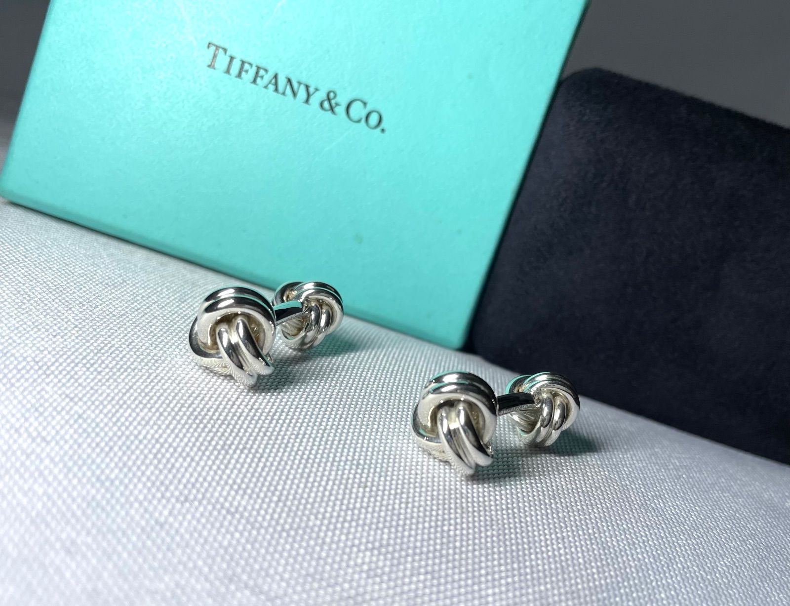 美品 TIFFANY ティファニー ツイストノットカフス ボタン カフリンクス