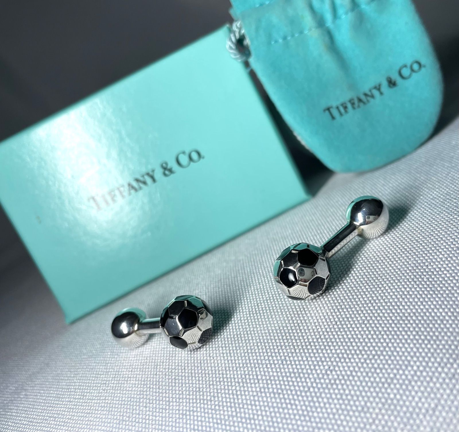 美品 Tiffany ティファニー サッカーボールカフス カフリンクス