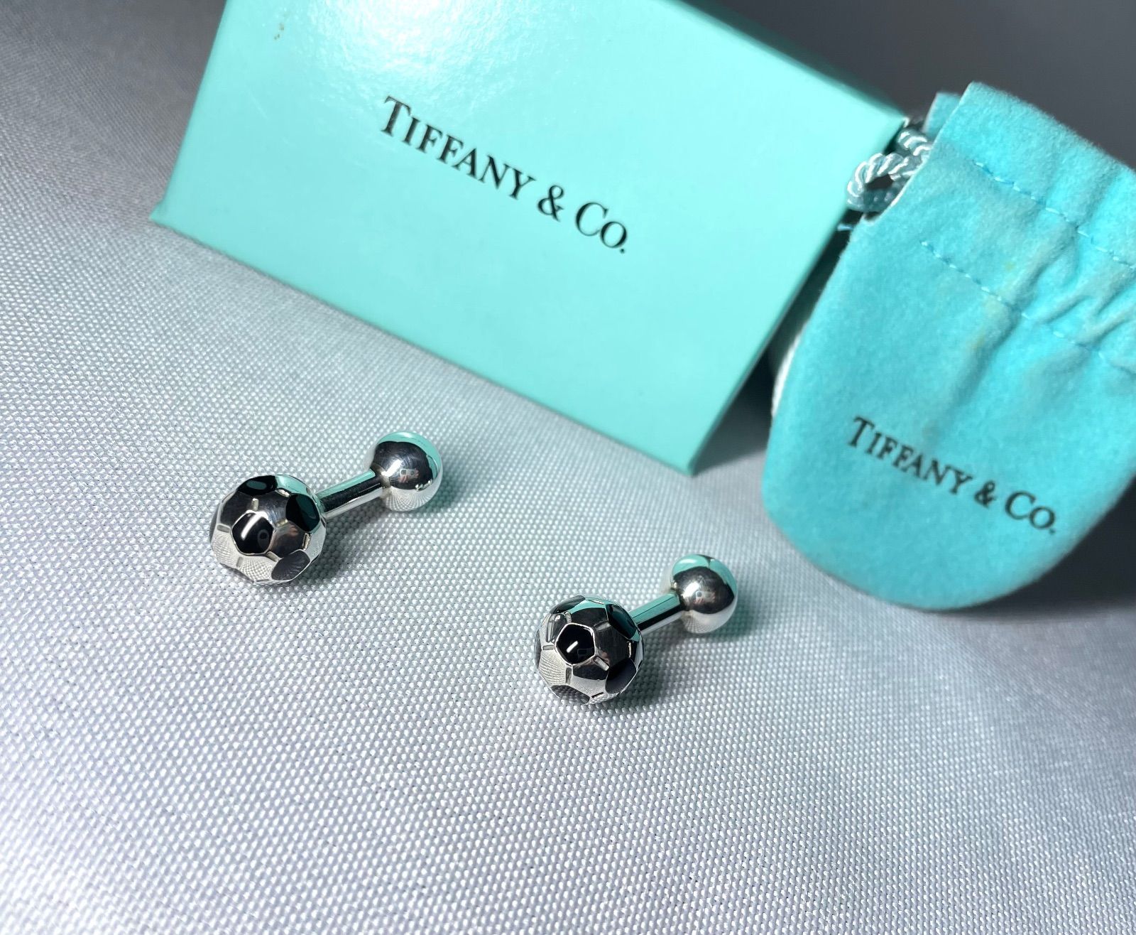 美品 Tiffany ティファニー サッカーボールカフス カフリンクス