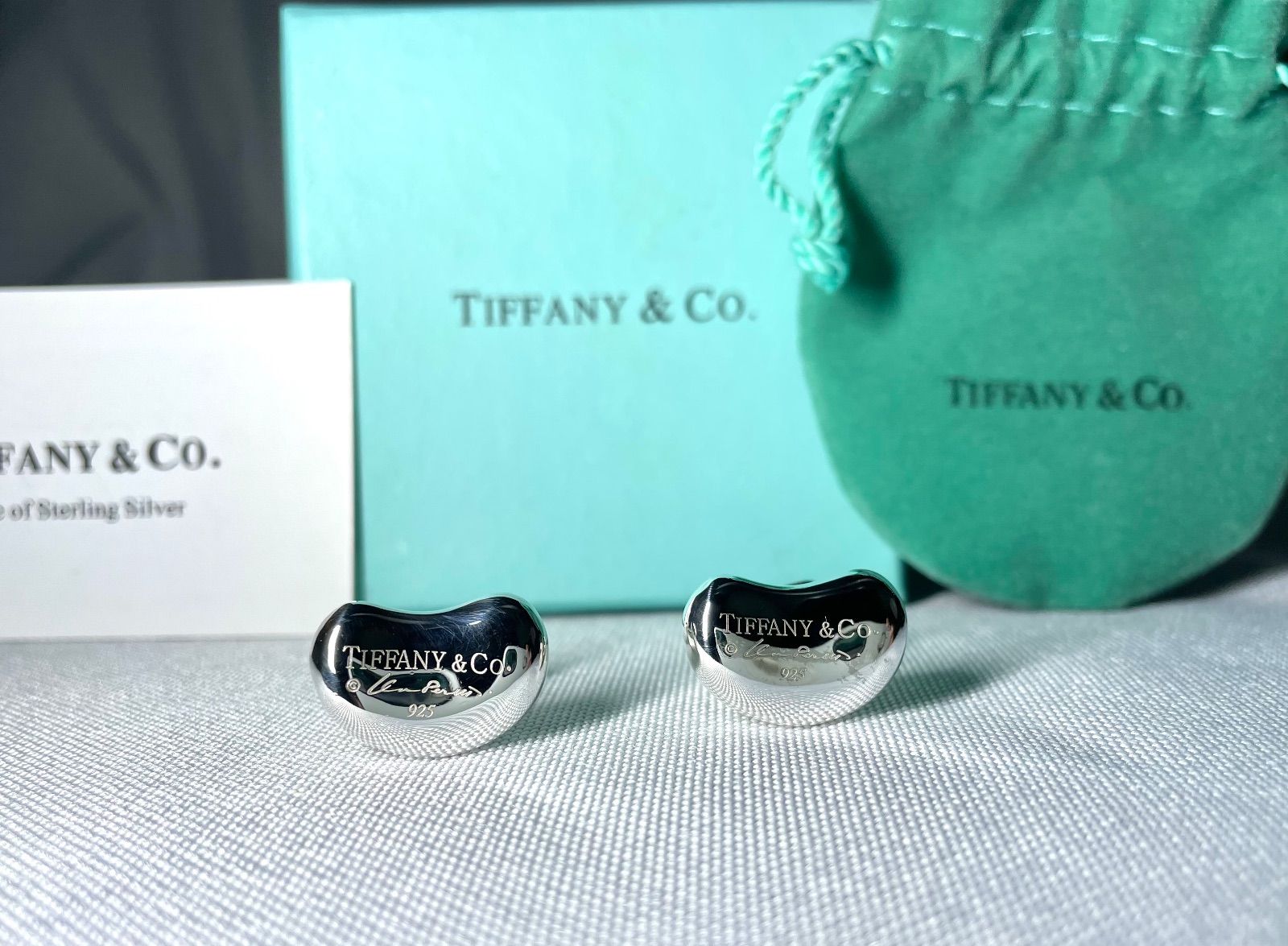 美品 ティファニー ビーンズ エルサペレッティ カフス シルバー 925 Tiffany】エルサ・ペレッティ ビーン デザイン カフス 925シルバー
