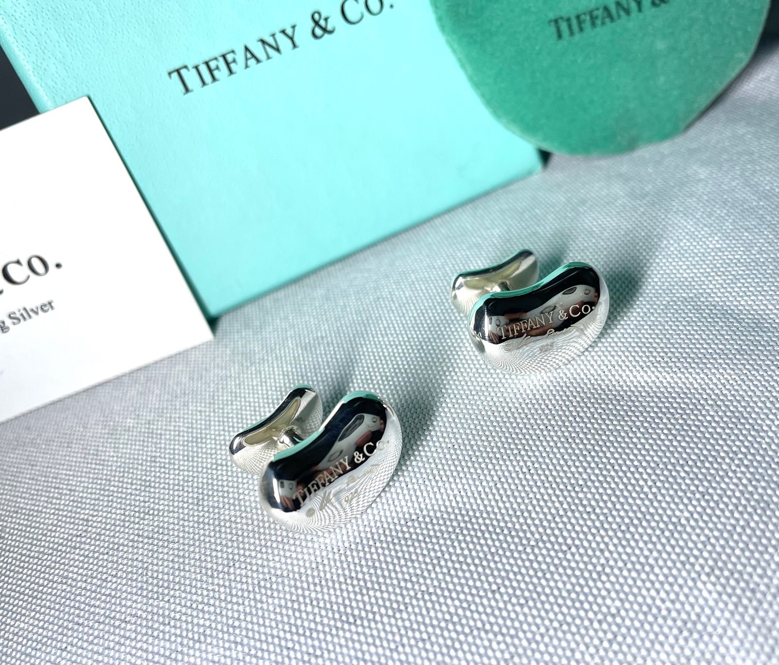 TIFFANY ティファニー エルサペレッティ ビーン ロゴ文字 カフス