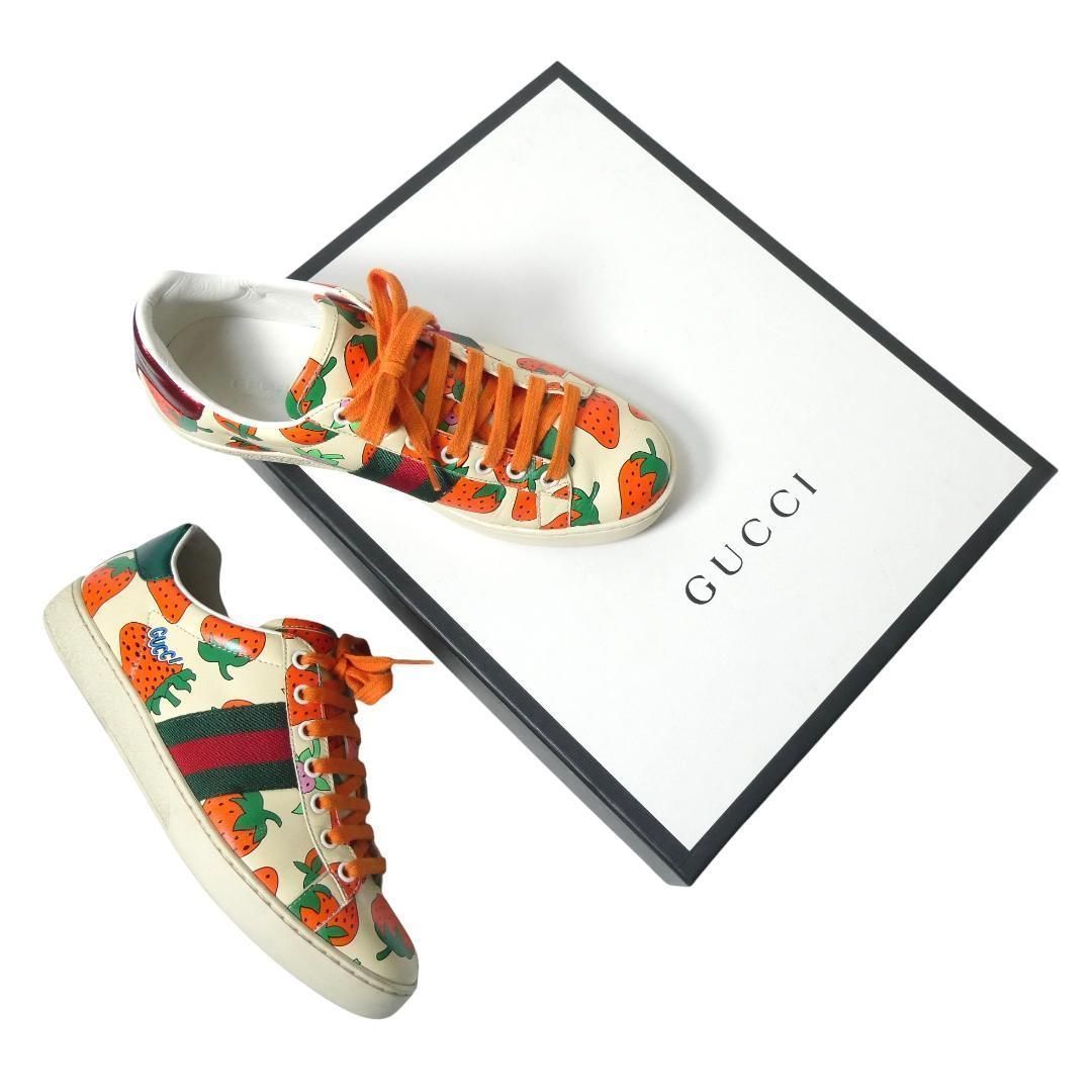 美品 GUCCI グッチ サイズ37.5 約24.5㎝ エース ウェブストライプ