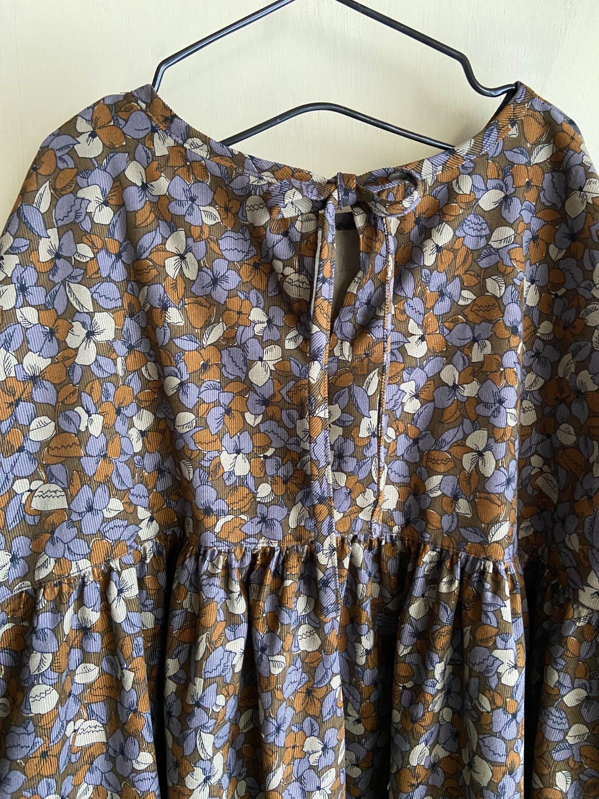 コーデュロイ ヨークギャザーワンピース