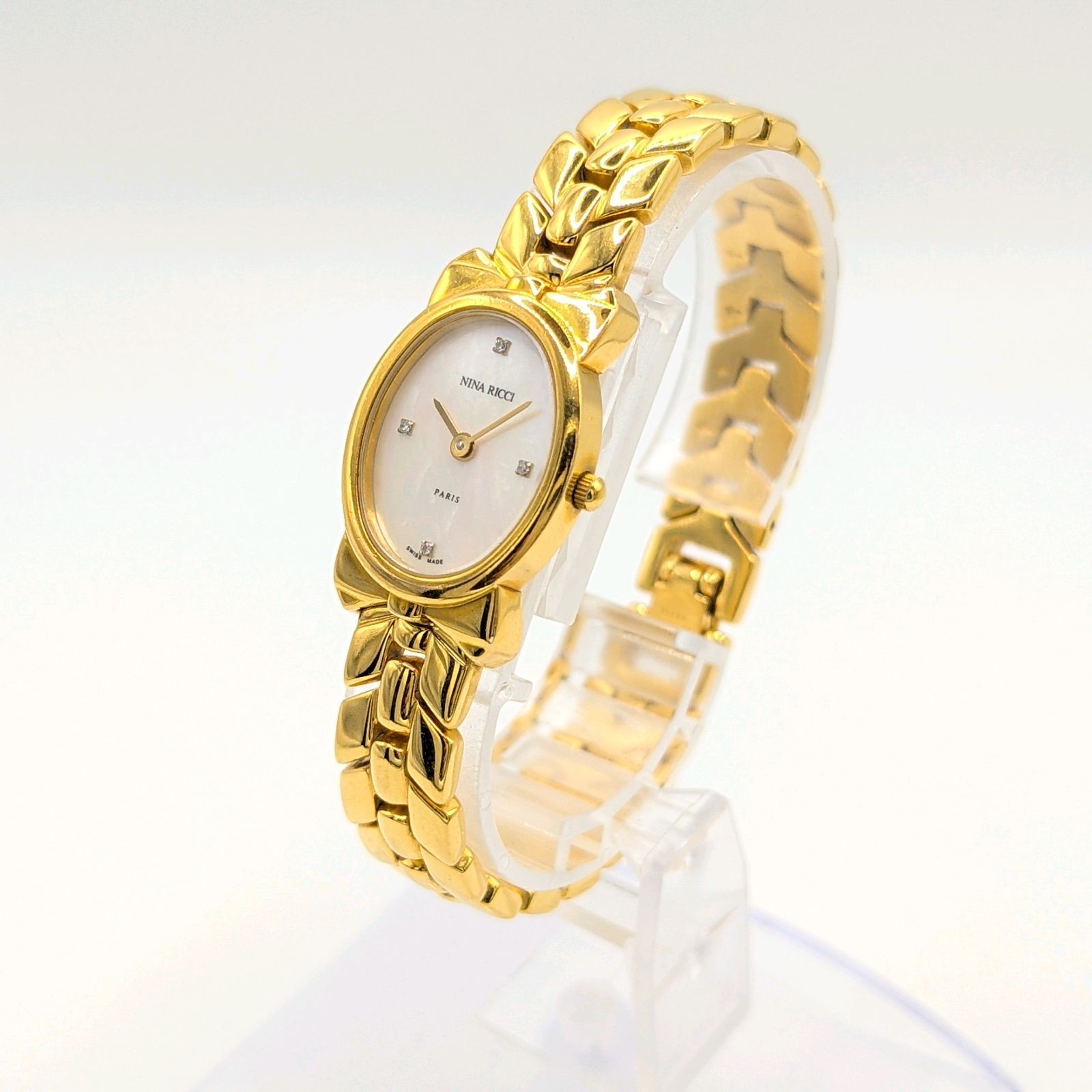 NINA RICCI Watch Quartz Round Gold Shell dial Y2K 00S Vintage Not