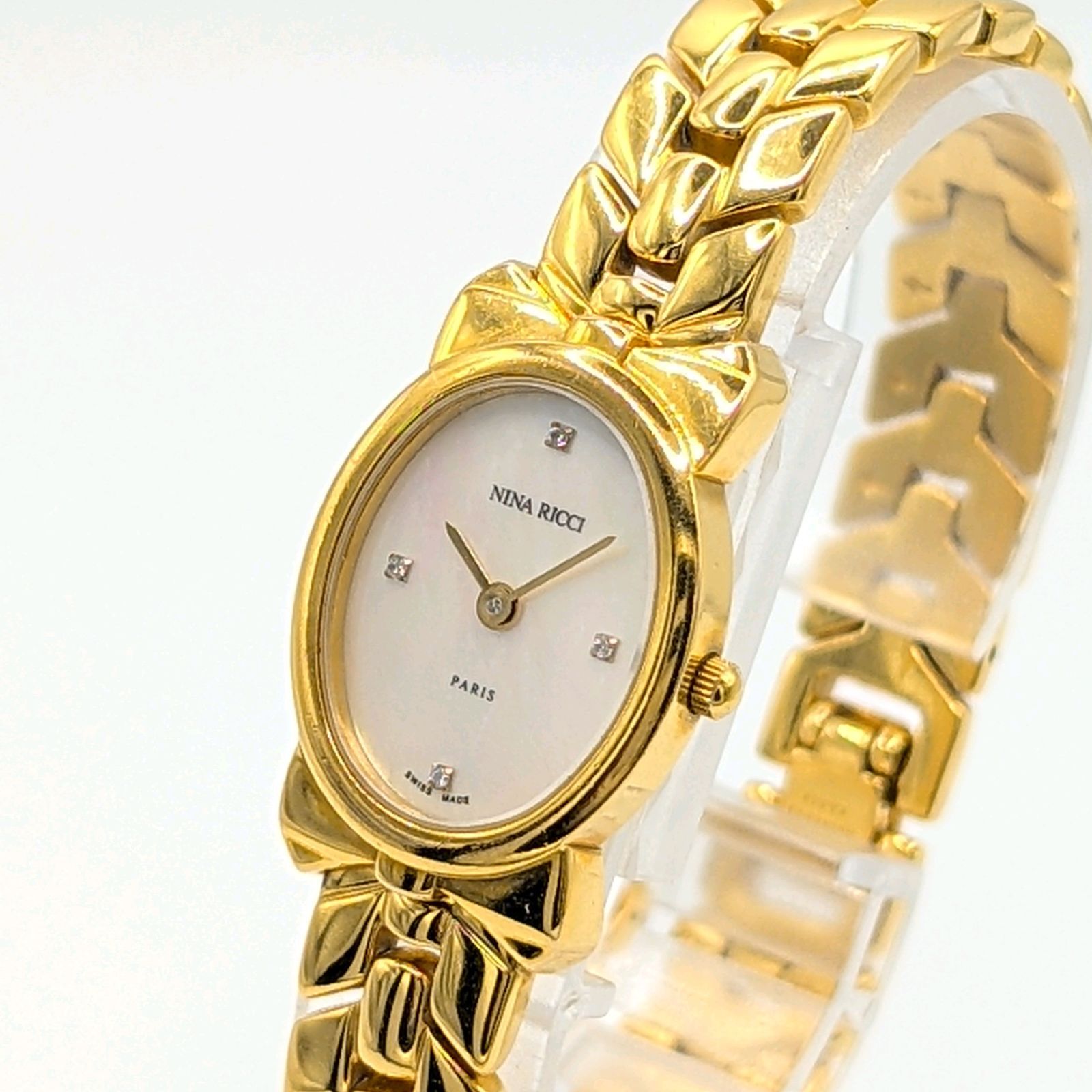 NINA RICCI Watch Quartz Round Gold Shell dial Y2K 00S Vintage Not