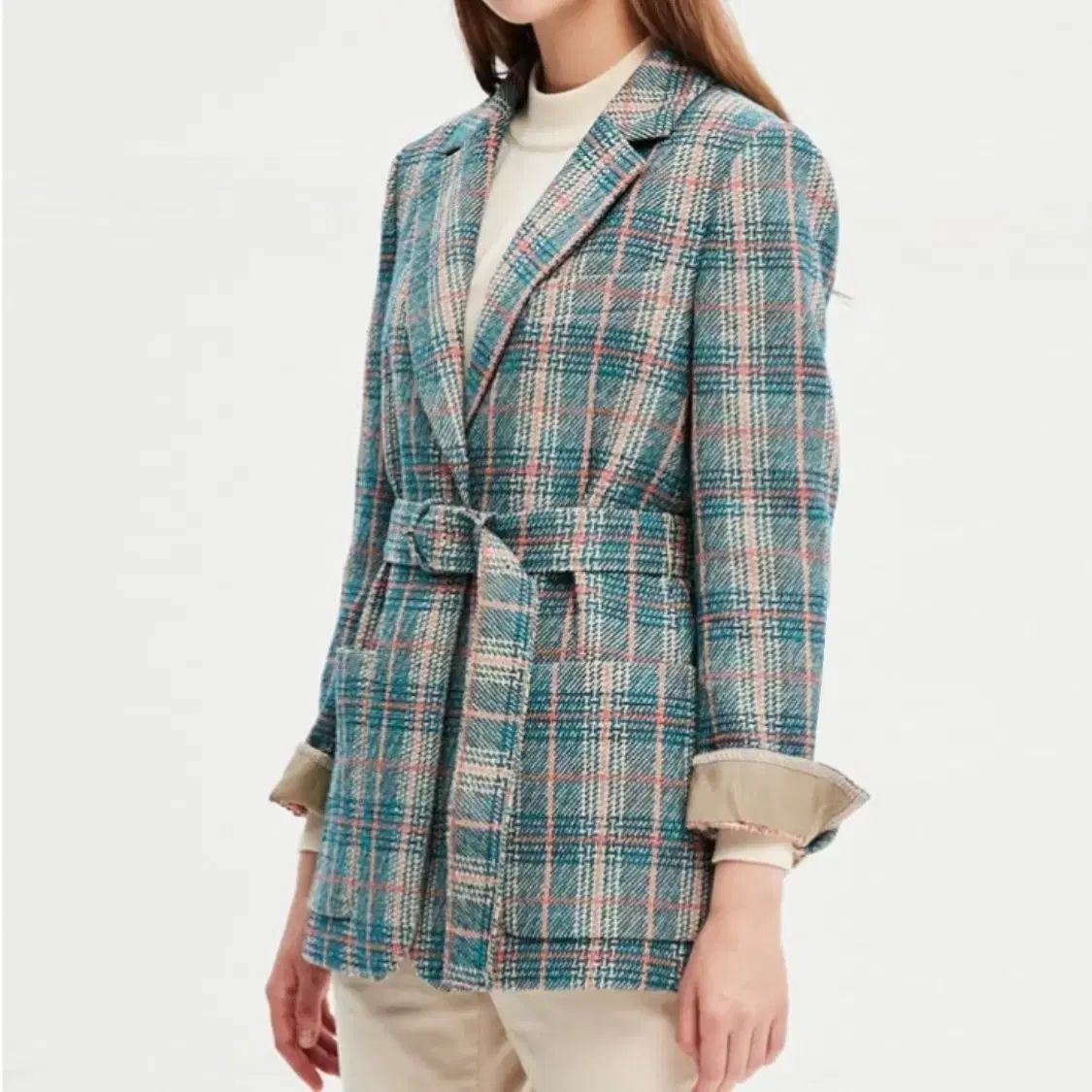 マイン MINE ベルト付き ツイードジャケット 55 66