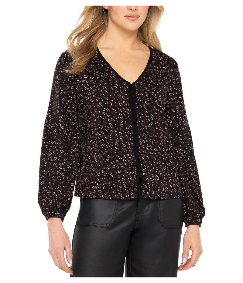 (取寄) リバプールロサンゼルス レディース ロング スリーブ カラード ジップ フロント ニット シャツ Liverpool Los Angeles women Long Sleeve Collared Zip Front Knit Shirt Black リヴァプール ロサンゼルス レディース トップス シャツ ニット