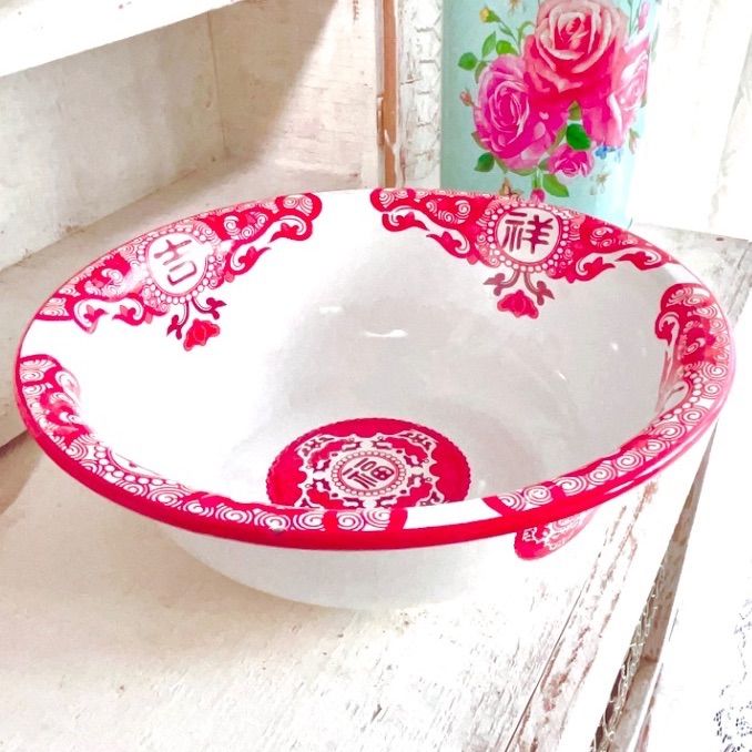 中国陶磁器。５彩。洗面器。 中国陶磁器。5彩。洗面器。