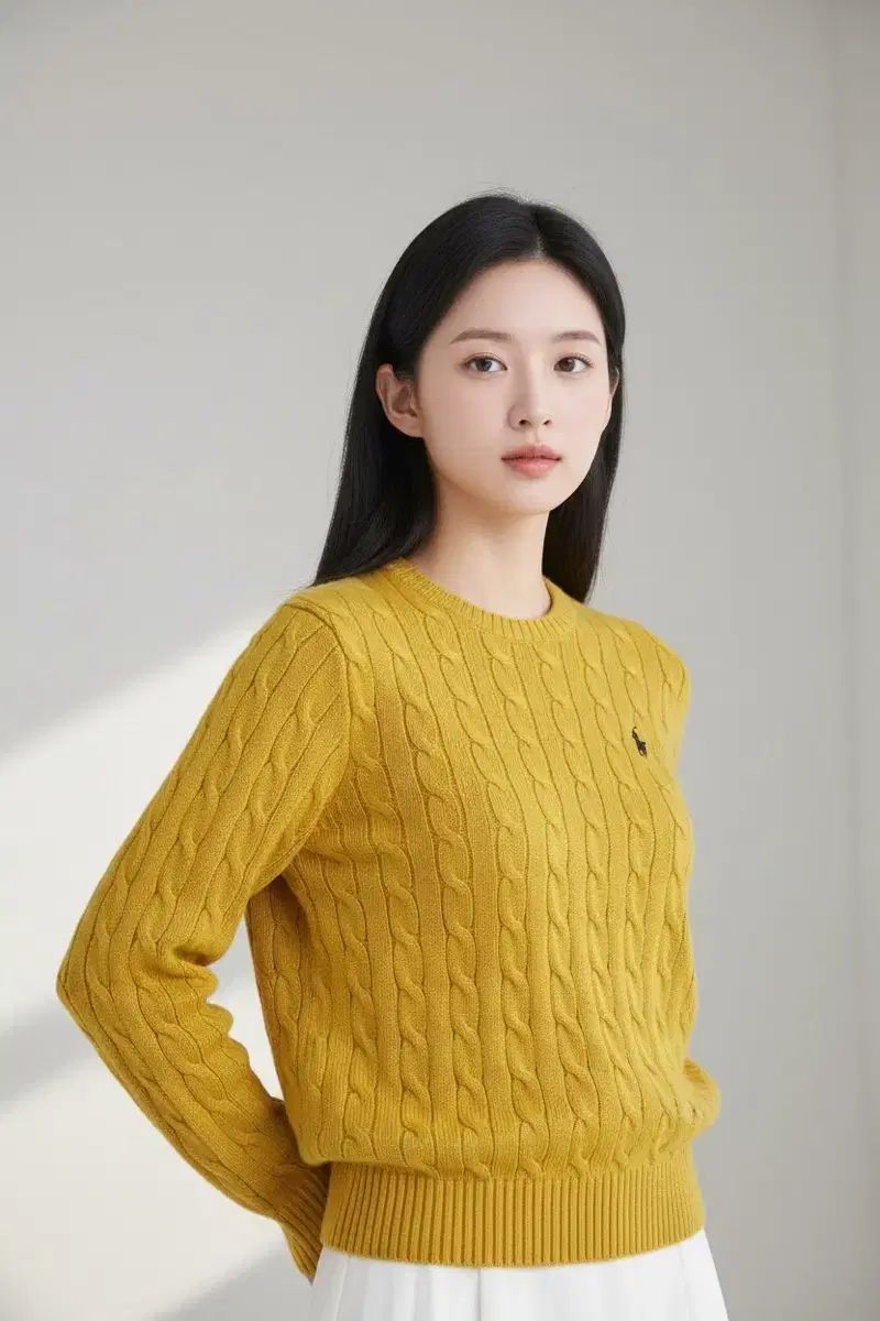 ポロラルフローレン ケーブル ニット イエロー S - メルカリ