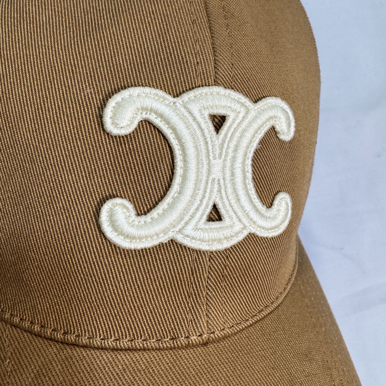 B073 CELINE セリーヌ ベースボール キャップ 刺繍 ロゴ 帽子 トフィー