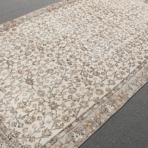 トルコ　ヴィンテージラグ　ベージュ　フローラル トルコヴィンテージラグ フローラル 大判サイズ ベージュ - メルカリ