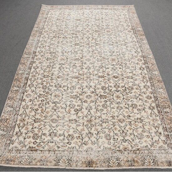 200×116㎝◇トルコヴィンテージラグ◇フローラル　ベージュ 1019 トルコヴィンテージラグ フローラル 大判サイズ ベージュ - メルカリ