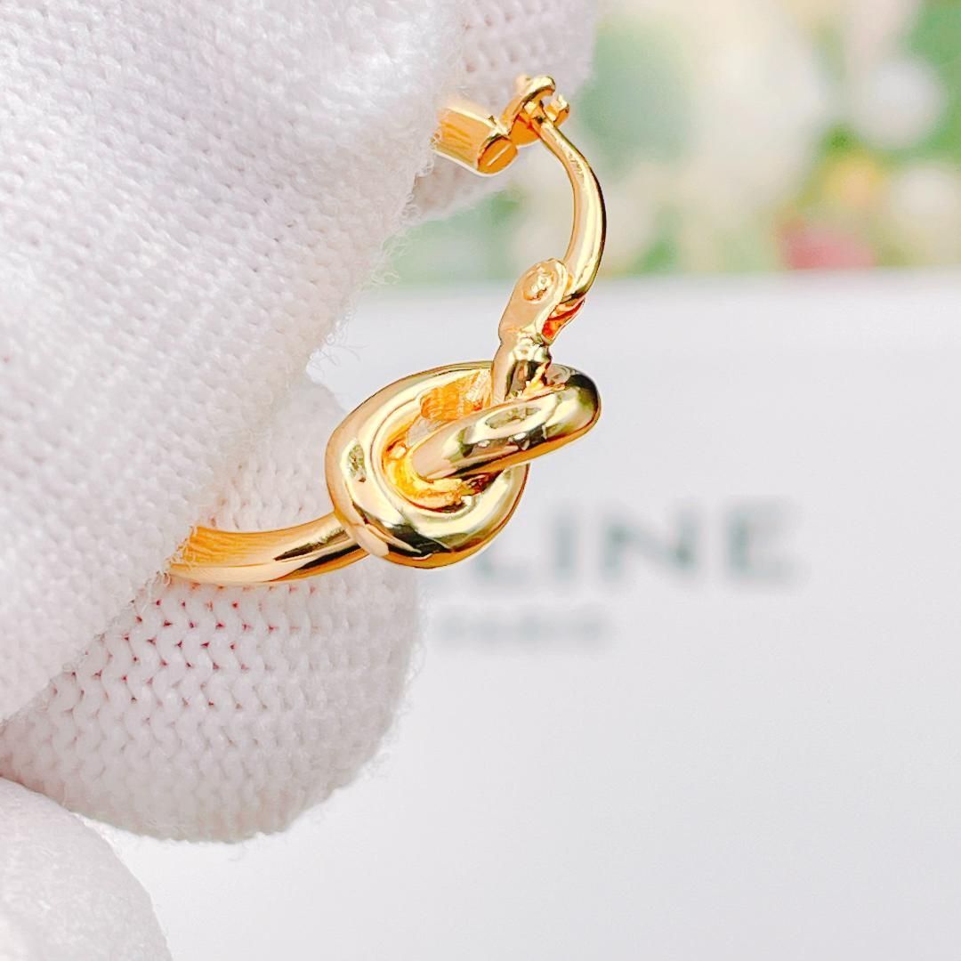 CELINE セリーヌ ノットスモールフープ ピアス 片耳 ゴールド CELINE ノット スモールフープピアス 片耳 CELINE セリーヌ ノット