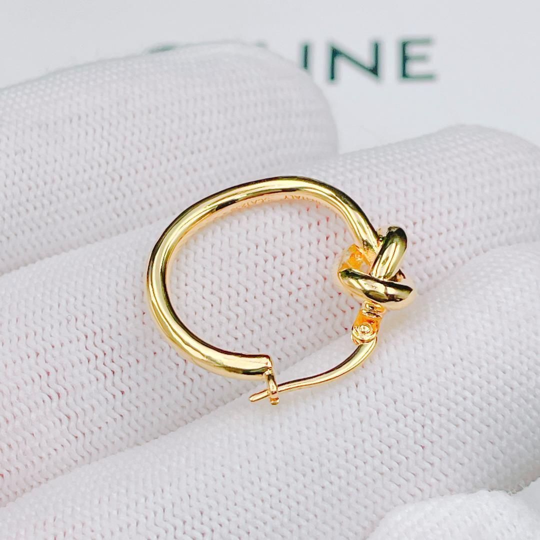 ◇セリーヌ◇ 新品仕上済 CELINE ノット スモールフープ ピアス