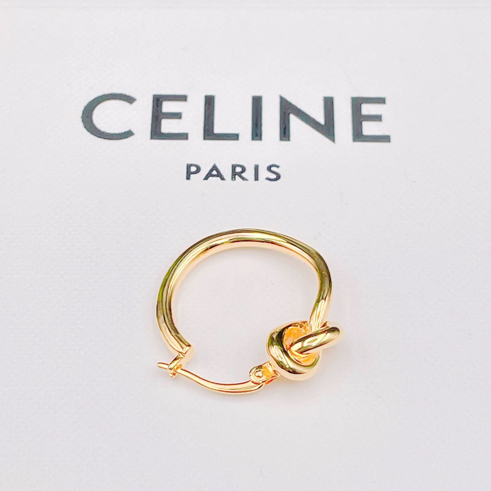 ◇セリーヌ◇ 新品仕上済 CELINE ノット スモールフープ ピアス