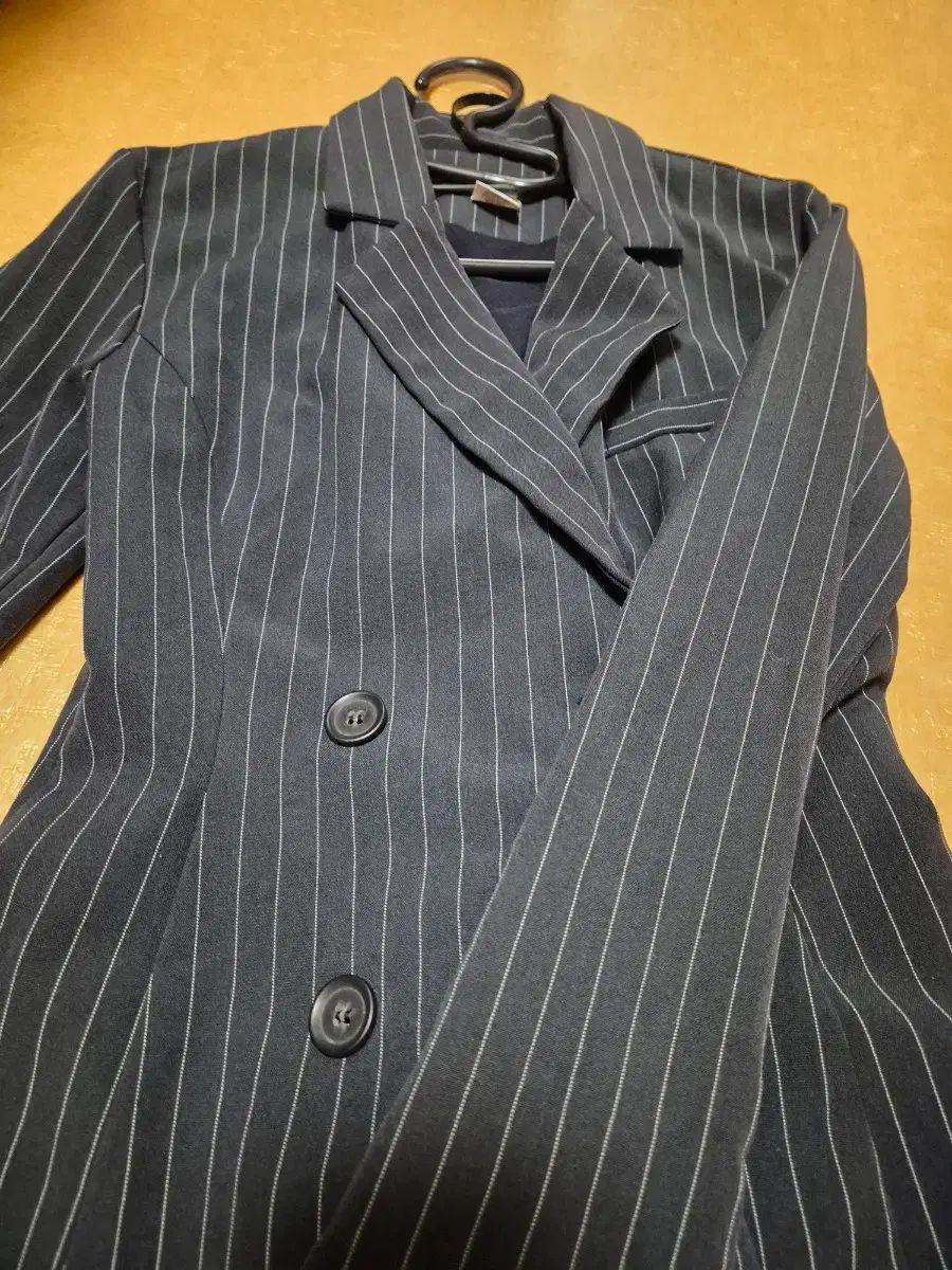 ストライプ ダブル ボタン ワンピースタイプ ジャケット - メルカリ