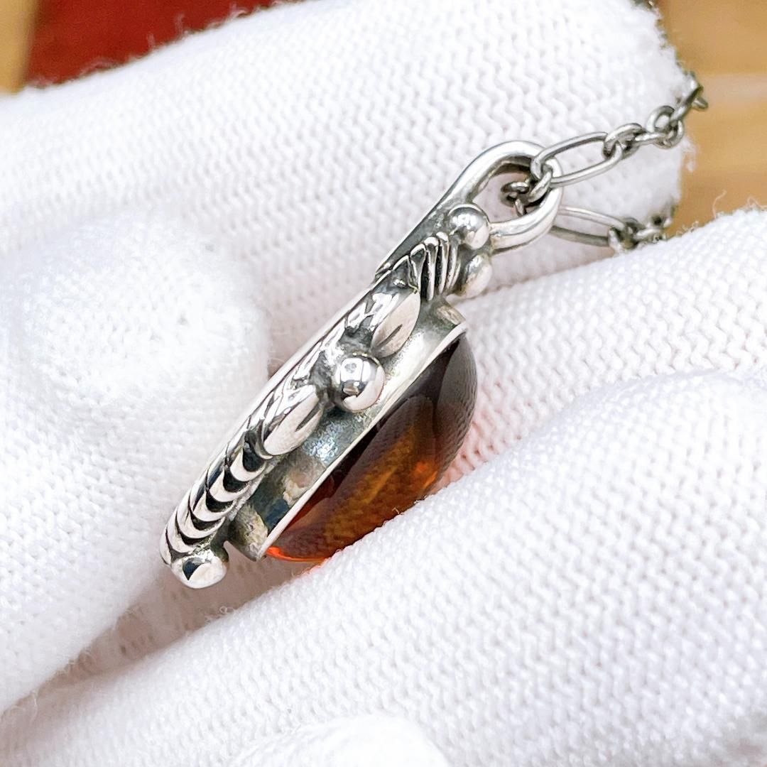 ジョージジェンセン ネックレス 1995年 琥珀 パッションフラワー sv925 ジョージジェンセン ネックレス 1995年 琥珀 パッションフラワー sv925