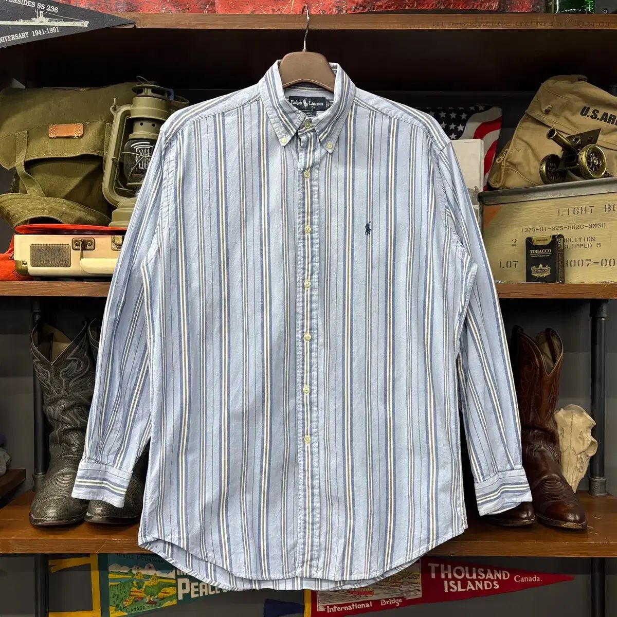 90 s ポロ ラルフローレン スリーカラー マルチ ストライプ オックスフォード シャツ N 331
