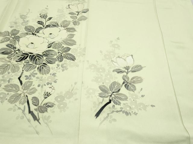 平和屋着物▽訪問着 手描き 枝椿 暈し染め 金彩 正絹 逸品 CABA8665th